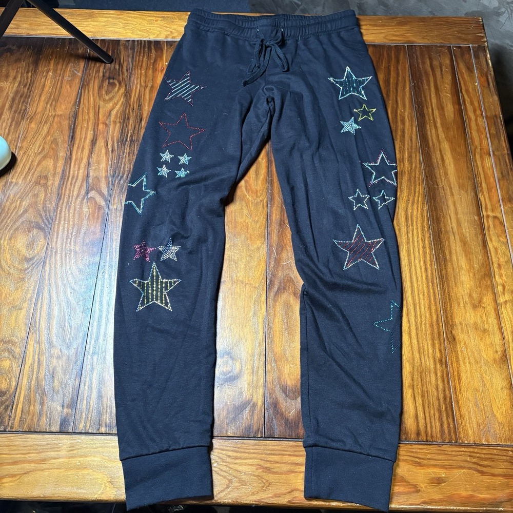 Lauren Moshi Star Stud Crystal Colorful Sweatpants Crop XS A3437